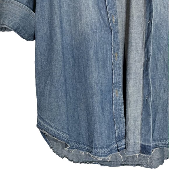 Universal Thread Blue Cotton Denim Button Front Western Dress Waist Belt Size XS - Picture 5 of 6